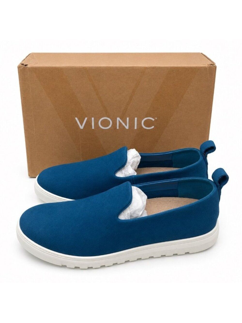 Vionic Uptown Willa Supportive Celestial Teal Nubuck Slip On Sneakers Womens 7